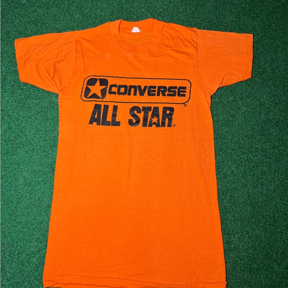 extremely rare 70s 80s Converse All Stars vintage T-shirt orange basketball S
